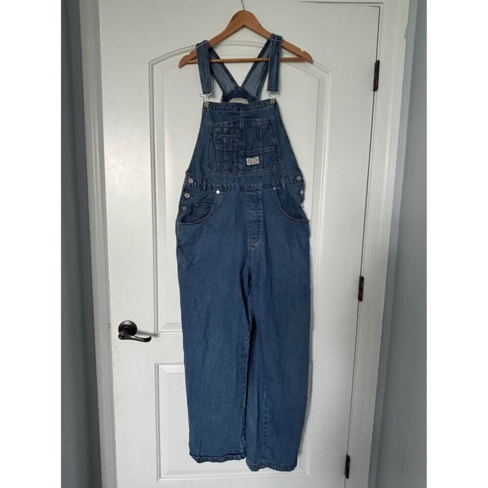 Lana Roux 90s Retro Denim Overalls Medium Wash Utility Dungarees Sz XL